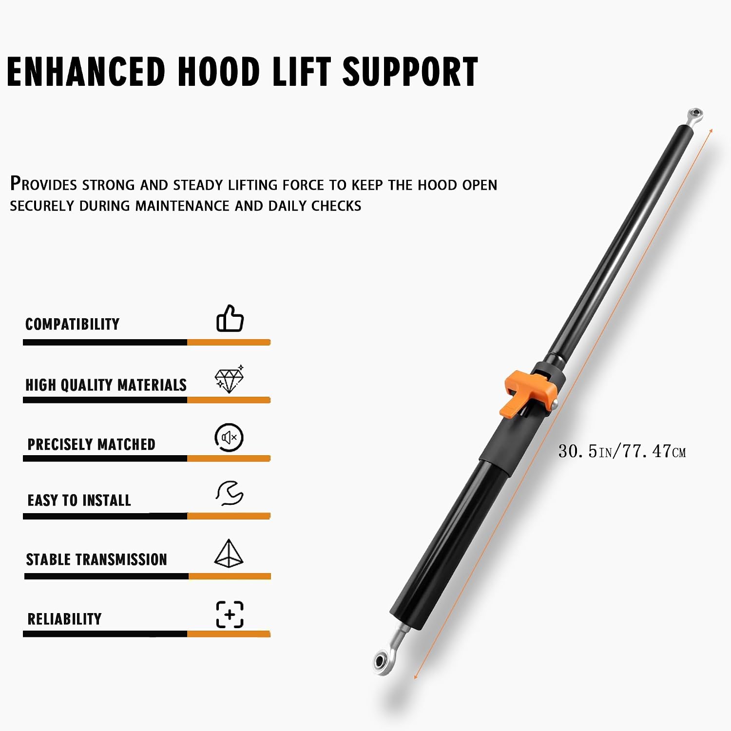 30.5in Strut and Hood Assist Compatible with Kenworth T680 Peterbilt 579 Duty Hood Struts Shocks Lift Supports Gas Springs Replace OE A99609 L71-6017 L716017 L71-6009 L716009 L716021