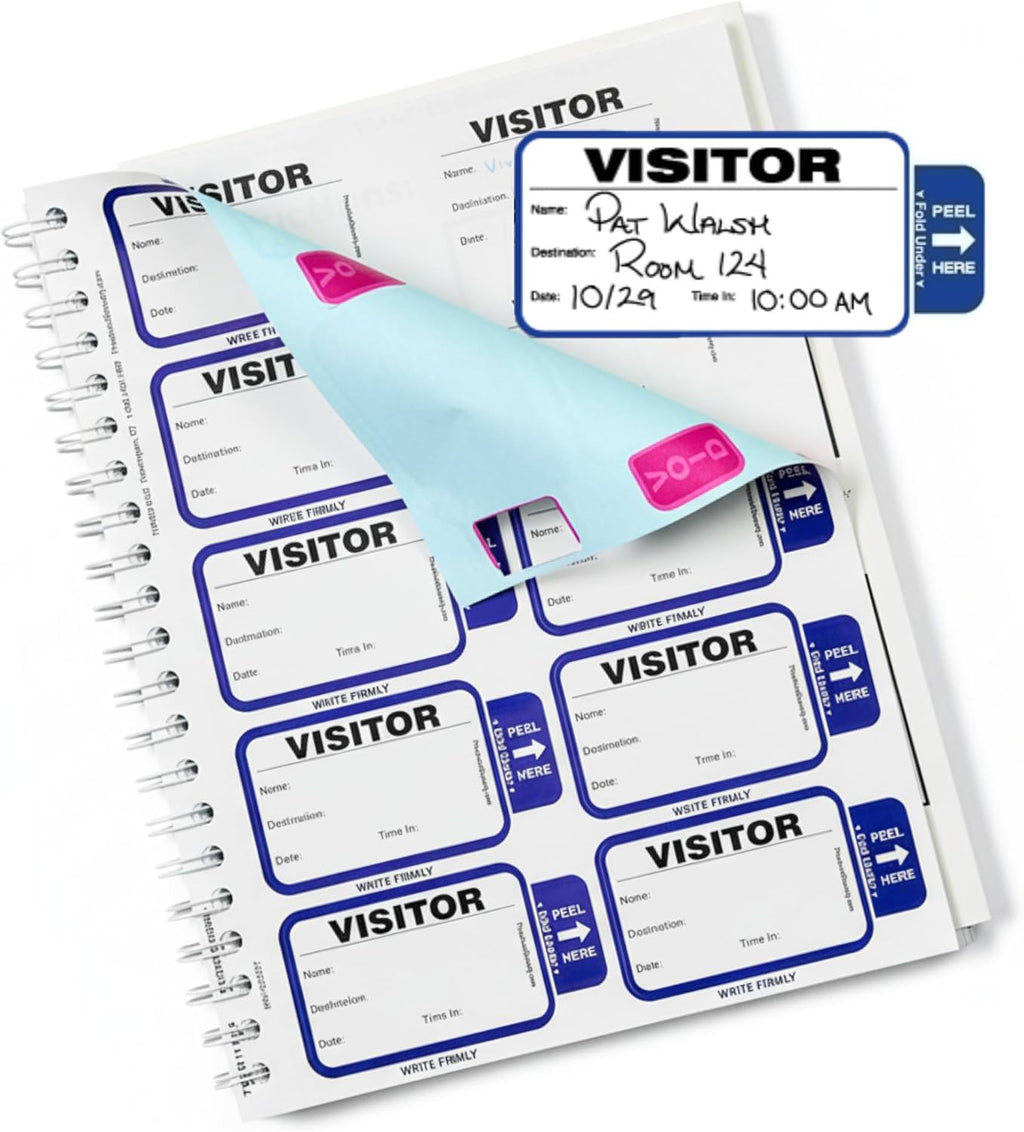 Threshold Tab-Expiring Visitor Badge Sign-in Book (500 Badges) | Name Tag Stickers | Hospital, Office & Secretary Supplies | School Visitor Passes | Visiting Tag for Hospital | Expiring Badges