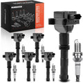 A-Premium Ignition Coils and Spark Plugs Kits Compatible with Porsche 911 1999-2005 2007-2009 2011, Boxster 1997-2005, Set of 6