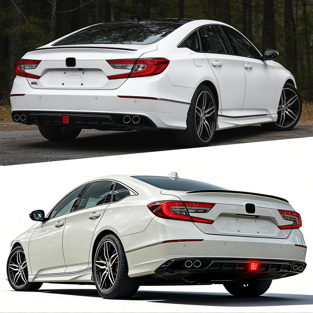Front Bumper Lip Splitter Spoiler for 2018-2020 Honda Accord, Front Lower Bumper Valance Air Dam Deflector for 10th Gen Honda Accord Front Bumper Protector Accessories (Diffuser- Black & Pearl White)