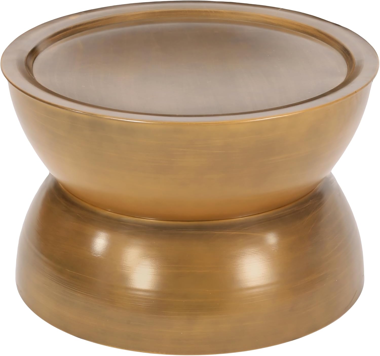 Merax Metal Hammered Coffee Table 24.25' Round Tabletop, Modern Iron Hourglass Coffee Table for Living Room, No Assembly Required, Bear 150lbs, Gold