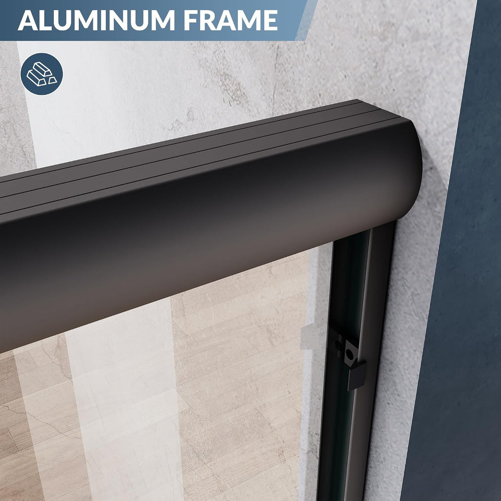 SUNNY SHOWER 54 x 72 Bypass Sliding Shower Door 1/4 Clear Glass Semi-Frameless Shower Door Stainless Steel Hardware Glass Door Black Finish, Black