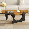 Glass Coffee Table, Mid Century Modern Coffee Table, Coffee Table for Living Room Center Table Suitable for Bedroom Living Room Reception Office Tables (Black/Brown, Large)