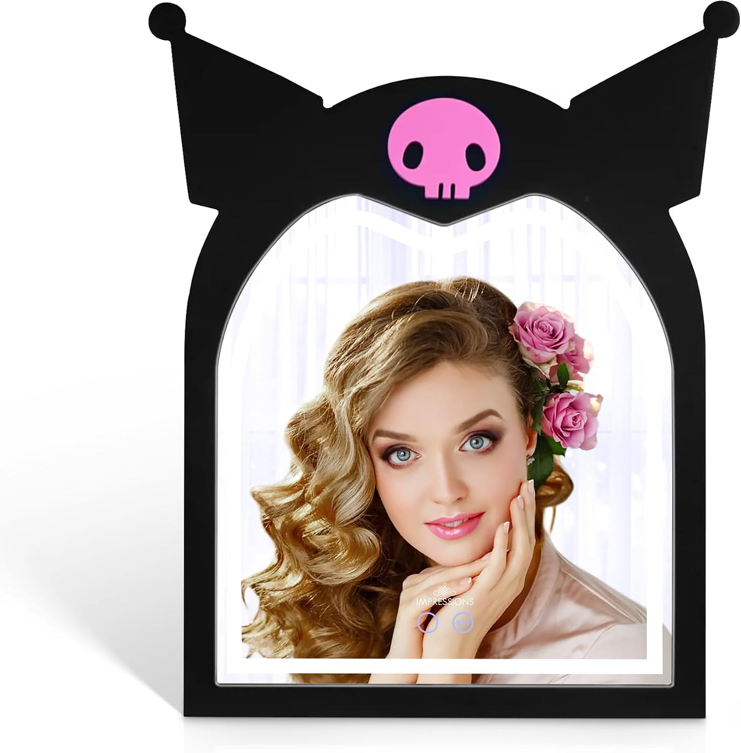 Impressions Vanity Kuromi Arch RGB Tabletop Mirror with Adjustable Strip LED Lights, App Control RGB Lighting, Soft Touch Sensor, Arched Mirrors for Wall Mount and U Shaped Easel Stand