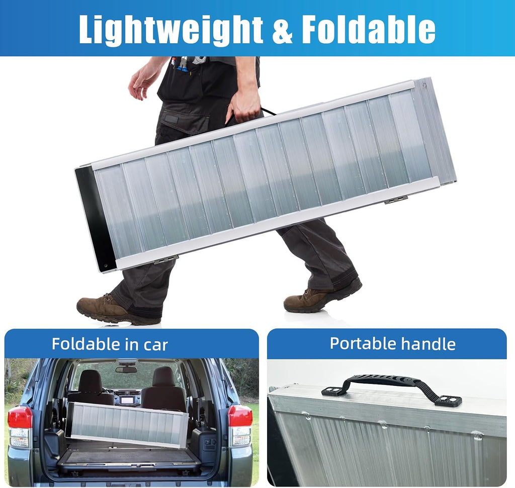 4FT Portable Wheelchair Ramp – 800lb Capacity, Folding Non-Slip Aluminum Handicap Ramp, Ramps for Wheelchairs for Home, Doorways, Stairs, Thresholds, Car Curbs, Scooters & Carts