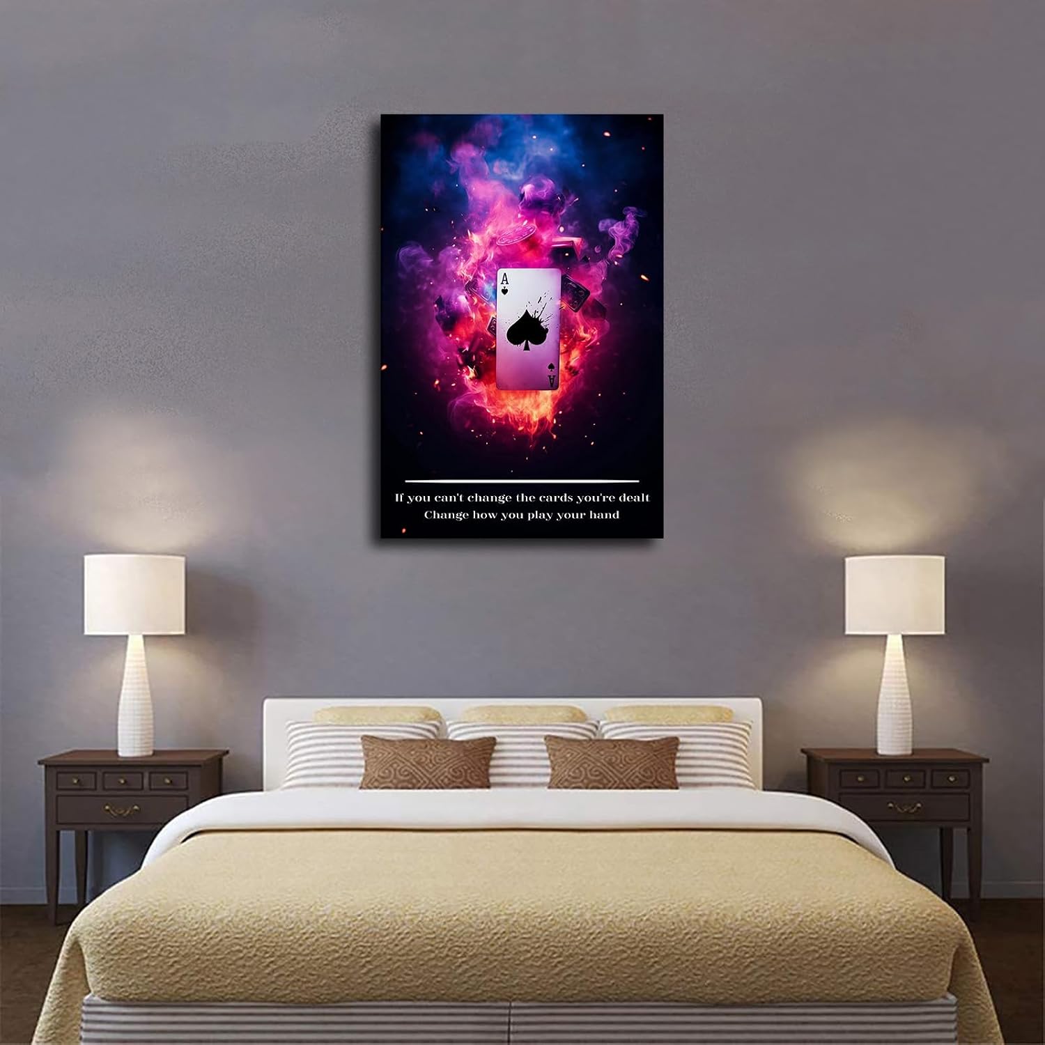 Wall Art Canvas Prints- Poker Inspirational Ace of Spades Game Motivational Quotes 2 Posters Room Aesthetics-Best decoration for kitchen living room bedroom office gym etc (24x36inch-Framed)