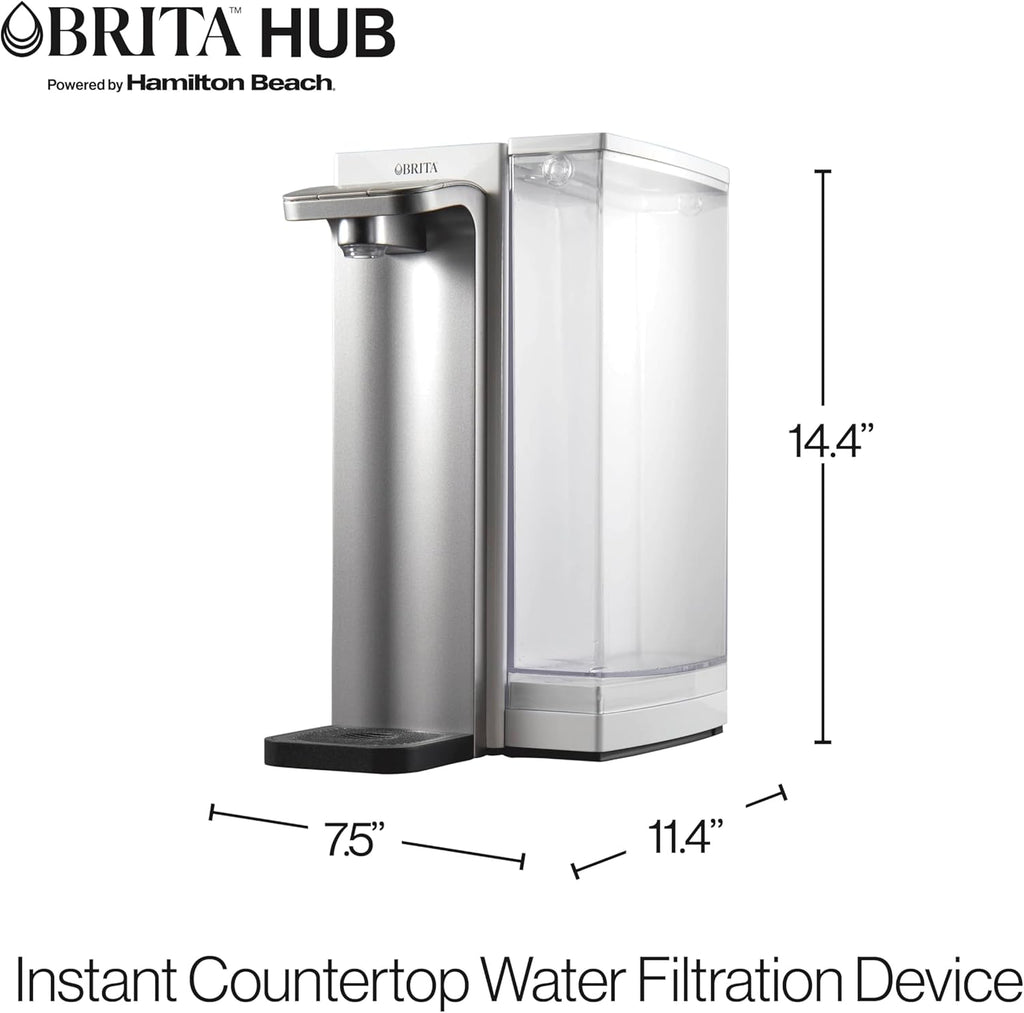 Brita Hub Instant Powerful Countertop Water Filter System, Reduces 70+ Contaminants, 12 Cup Water Reservoir, Includes 6 Month Carbon Block Filter, White, 87340