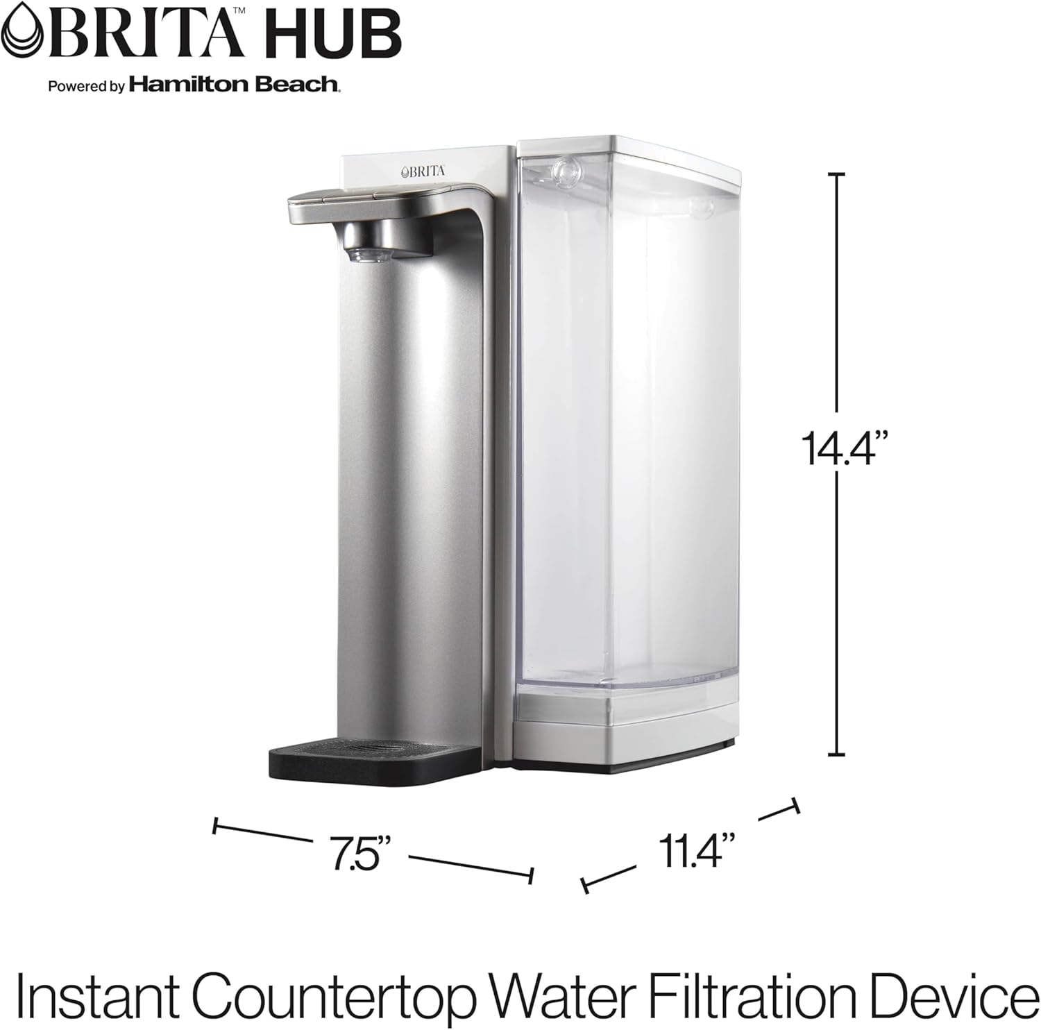Brita Hub Instant Powerful Countertop Water Filter System, Reduces 70+ Contaminants, 12 Cup Water Reservoir, Includes 6 Month Carbon Block Filter, White, 87340