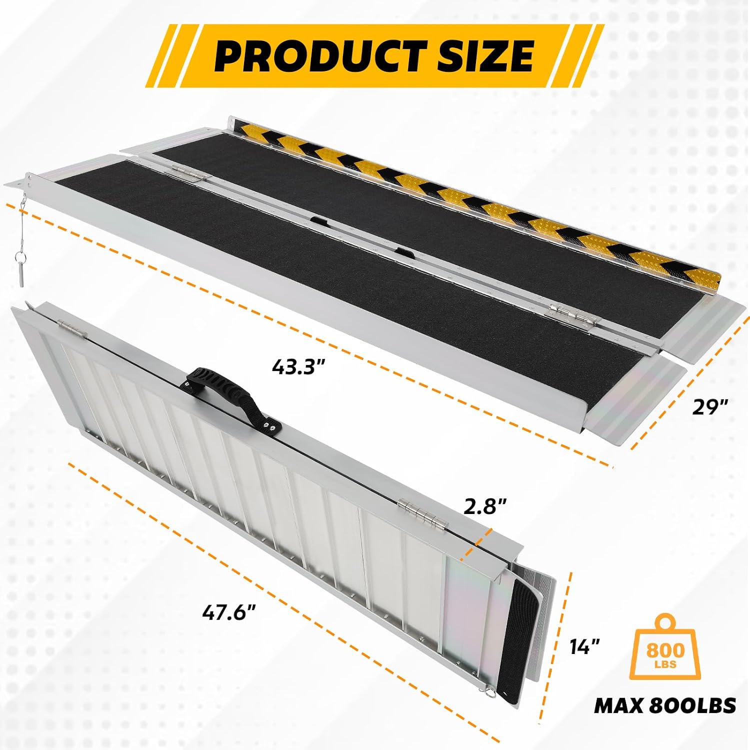 Wheelchair Ramp 4FT, Portable Ramps for Wheelchairs, Aluminum Non-Slip Folding Handicap Ramps for Steps, Outdoor Threshold Wheel Chair Ramps for Doorways, Porch, Cart, Stairs, Curbs