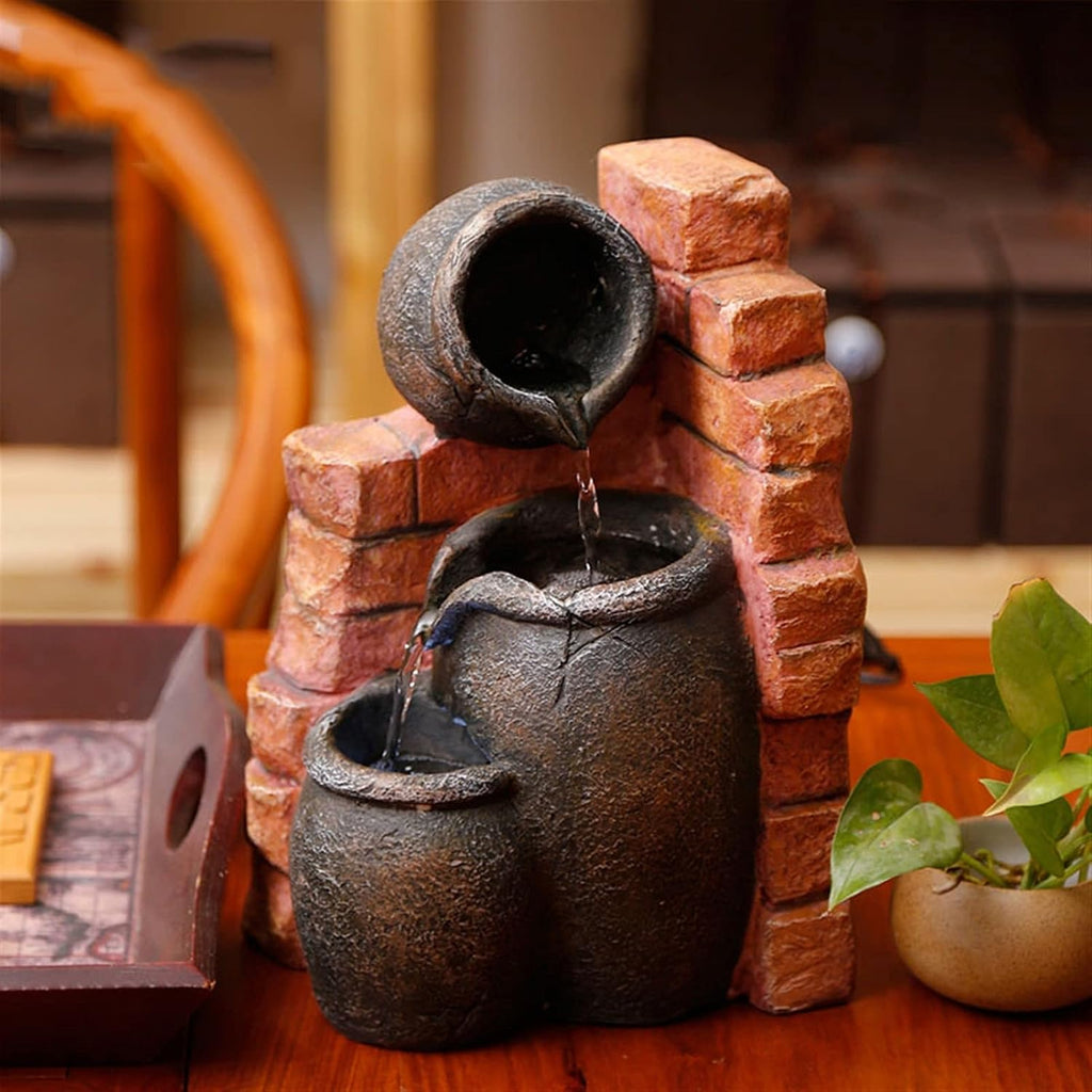 Tabletop Fountain Relaxation Indoor Tabletop Fountain，LED Lighting and Natural Waterfall Sounds - Small Size Makes This A Perfect Tabletop Decoration Desktop Fountains