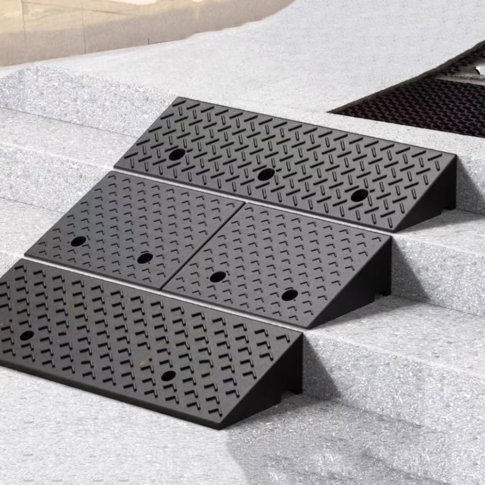 Rubber Wheelchair Ramp for Steps Sidewalk, 2' 4' 7' Rise Kerb Ramp, Portable Driveway Curb Ramps Handicap Ramps for Home Dock Garage Shed Ramps(50x80x10 cm)