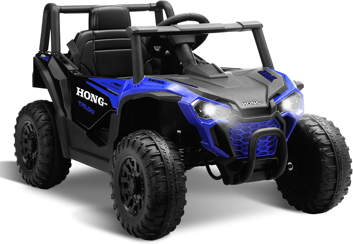 12V Kids Ride on Car, Battery Powered Electric UTV Truck with Parent Remote Control, Bluetooth, Music, LED Light, 3 Speeds, Soft Start, Safety Belt, Horn, Ride on Toys for Boy Girl (Blue)