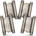 Swinging Cafe Doors - 6' Double Action Hinge – Heavy Duty Door Hinges for Saloon & Cafe Bar Swinging Doorways – Commercial Grade, Adjustable Tension for High Traffic Use, Satin Chrome, 4 Units