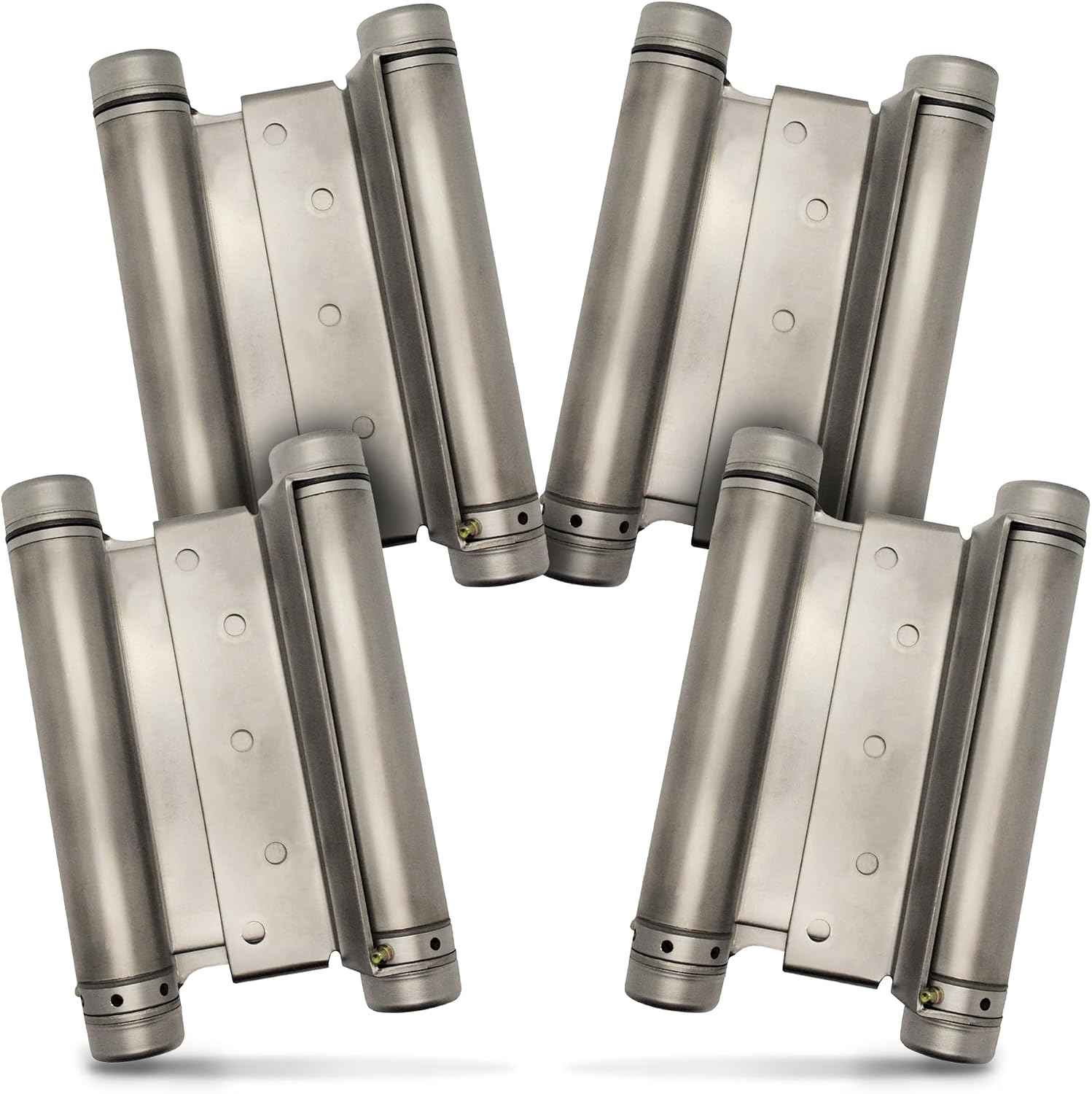 Swinging Cafe Doors - 6' Double Action Hinge – Heavy Duty Door Hinges for Saloon & Cafe Bar Swinging Doorways – Commercial Grade, Adjustable Tension for High Traffic Use, Satin Chrome, 4 Units