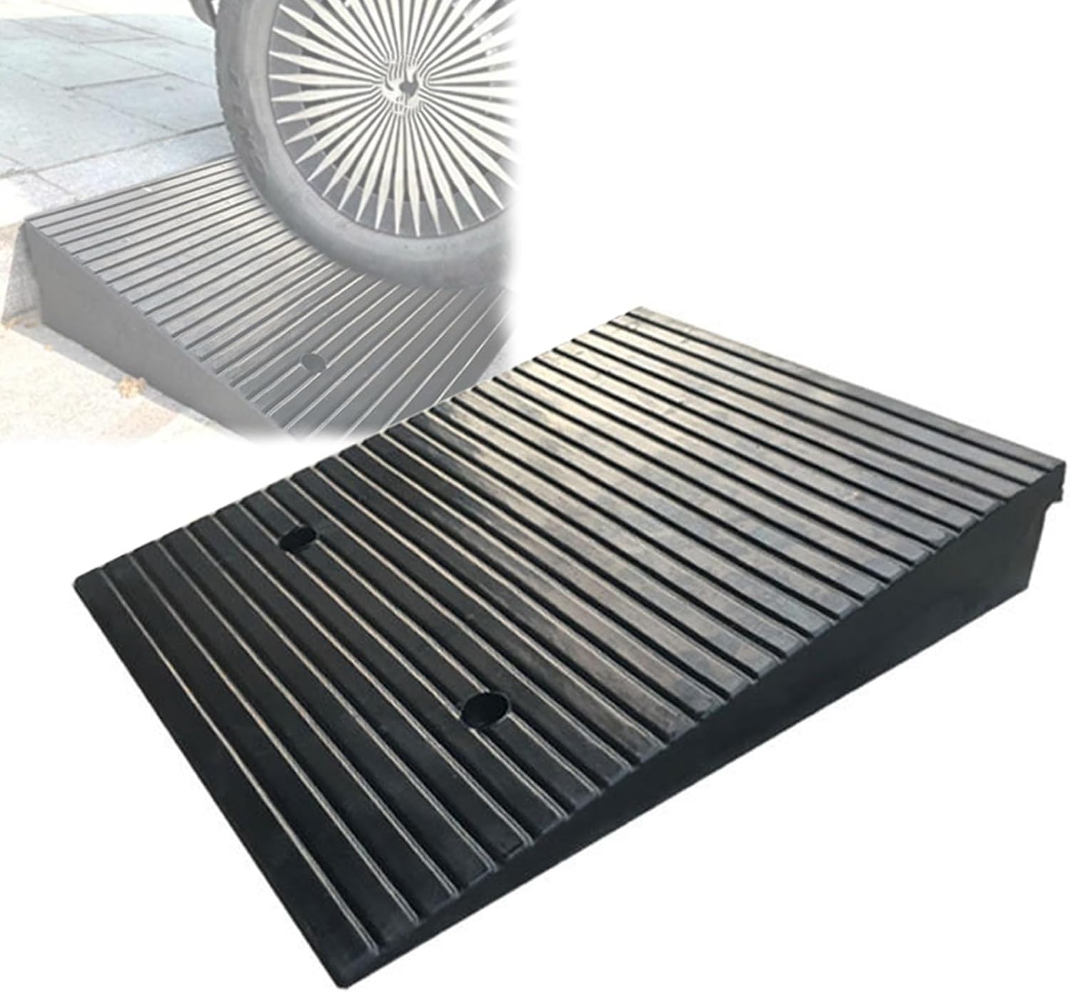 Driveway Ramp 2-5.5' Rise Rubber Heavy Duty Threshold Ramp 11023lbs for Kerb Vehicle Wheelchair Scooter Motorcycle(50 * 68 * 17cm/20 * 27 * 6.7in)