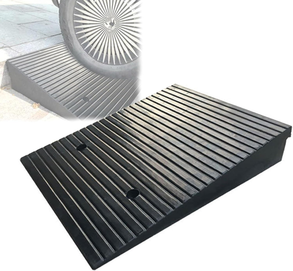 Driveway Ramp 2-5.5' Rise Rubber Heavy Duty Threshold Ramp 11023lbs for Kerb Vehicle Wheelchair Scooter Motorcycle(50 * 80 * 13cm/20 * 31 * 5.1in)