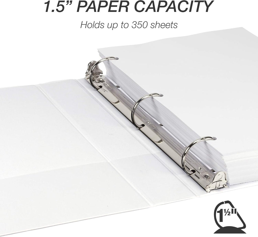 Samsill Durable 1.5 inch 3 Ring Binder, Made in USA, D Ring Binder, 100% Recycled Chipboard, White, Pallet of 480 Binders in 40 Cartons