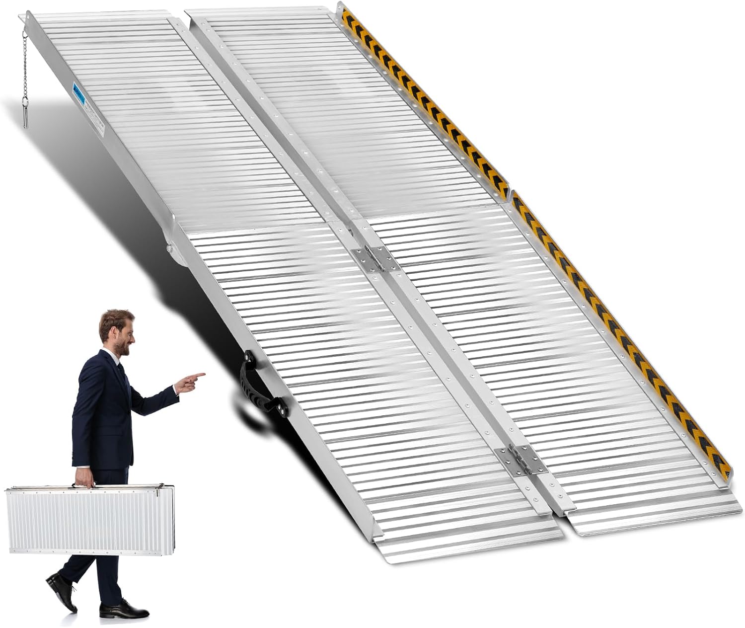 6FT Foldable Aluminum Wheelchair Ramp for Home Entrance,600 lbs Capacity | Non-Slip Handicap Mobility Ramp for Home Steps, Stairs, Scooters, Porch, High Curbs & Minivan Loading, 72'L * 28'W