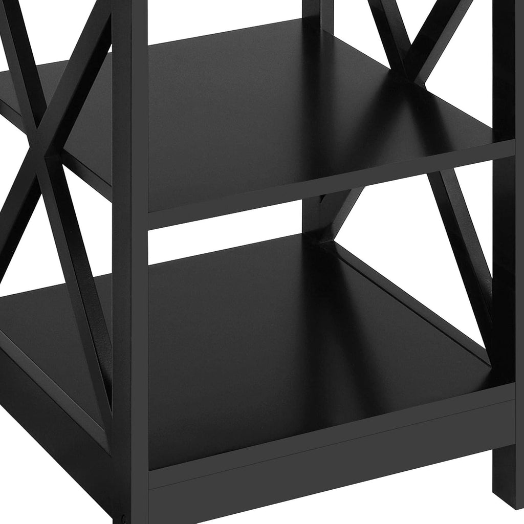 Yaheetech 47.5in Coffee Tables and 2PCS Side Tables Set, Lift Top Coffee Table with Storage and 3 Tier End Table with Storage Shelf for Living Room Black
