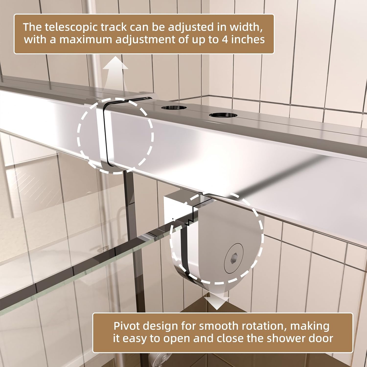 Royal Guard 32-36' W x 72' H Pivot Shower Door,Swing Shower Glass Doors with 1/4'(6mm) Clear SGCC Tempered Glass,Reversible Installtion,Chrome Finish