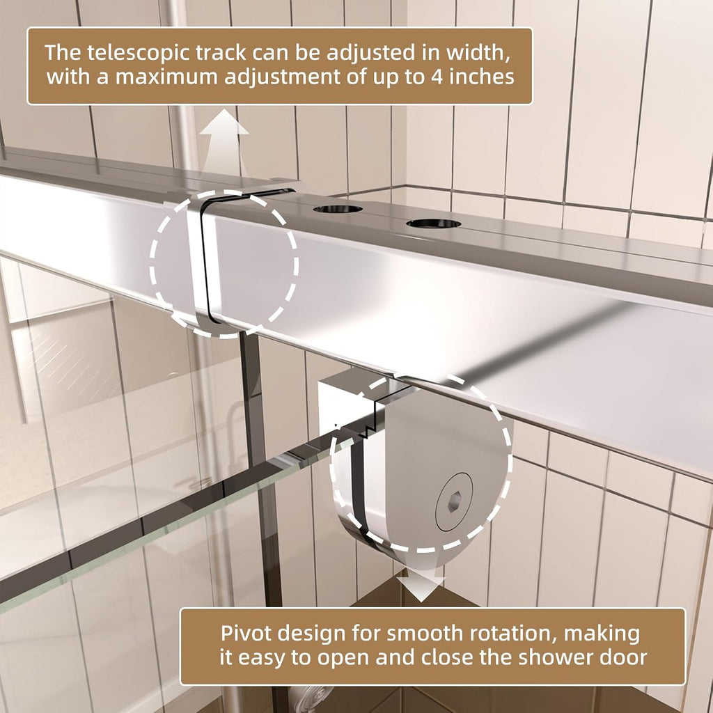28-32' W x 72' H Pivot Glass Shower Door,Semi-Frameless Pivot Swing Glass Shower Door,with 1/4'(6mm) Clear SGCC Tempered Glass,Reversible Installation,Chrome Finish