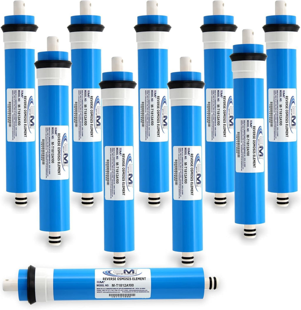 APPLIED MEMBRANES INC. 100 GPD Reverse Osmosis Membrane | RO Membrane Water Filter Replacement for Reverse Osmosis Water Filtration System | 1.8? x 12? Universal Compatibility, Pack of 10