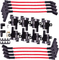 MAS Set of 8 Round Ignition Coils Pack UF262 & 748UU 8.5mm Spark Plug Wire Set Compatible with Chevy Hummer H2 Cadillac GMC Yukon Silverado Sierra 1500 4.8L 5.3L 6.0L Replacement for C1512 D585