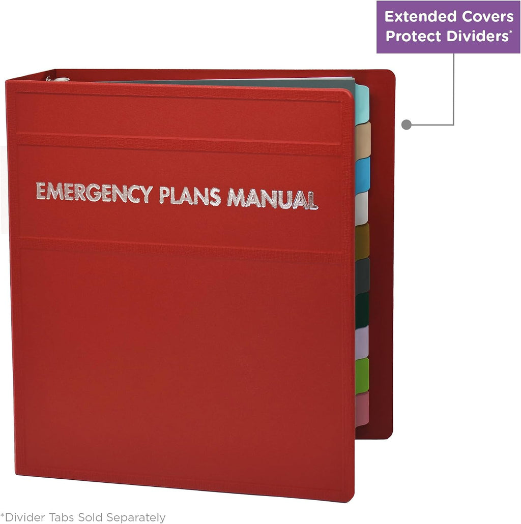 Carstens 3-Inch Heavy Duty Emergency Plans Round Ring Binder – Side Opening, Brick Red, Case of 14, Durable Plastic, No Pockets, Holds 400 Sheets, Made in USA (1730-3RCS)