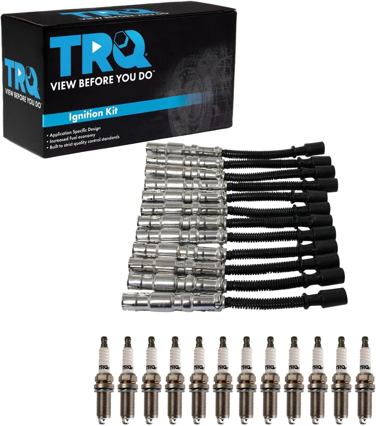 TRQ Spark Plug Kit 13 Piece Iridium Spark Plugs Compatible with 2005-2006 Chrysler Crossfire 2002-2004 Mercedes-Benz SLK32 AMG