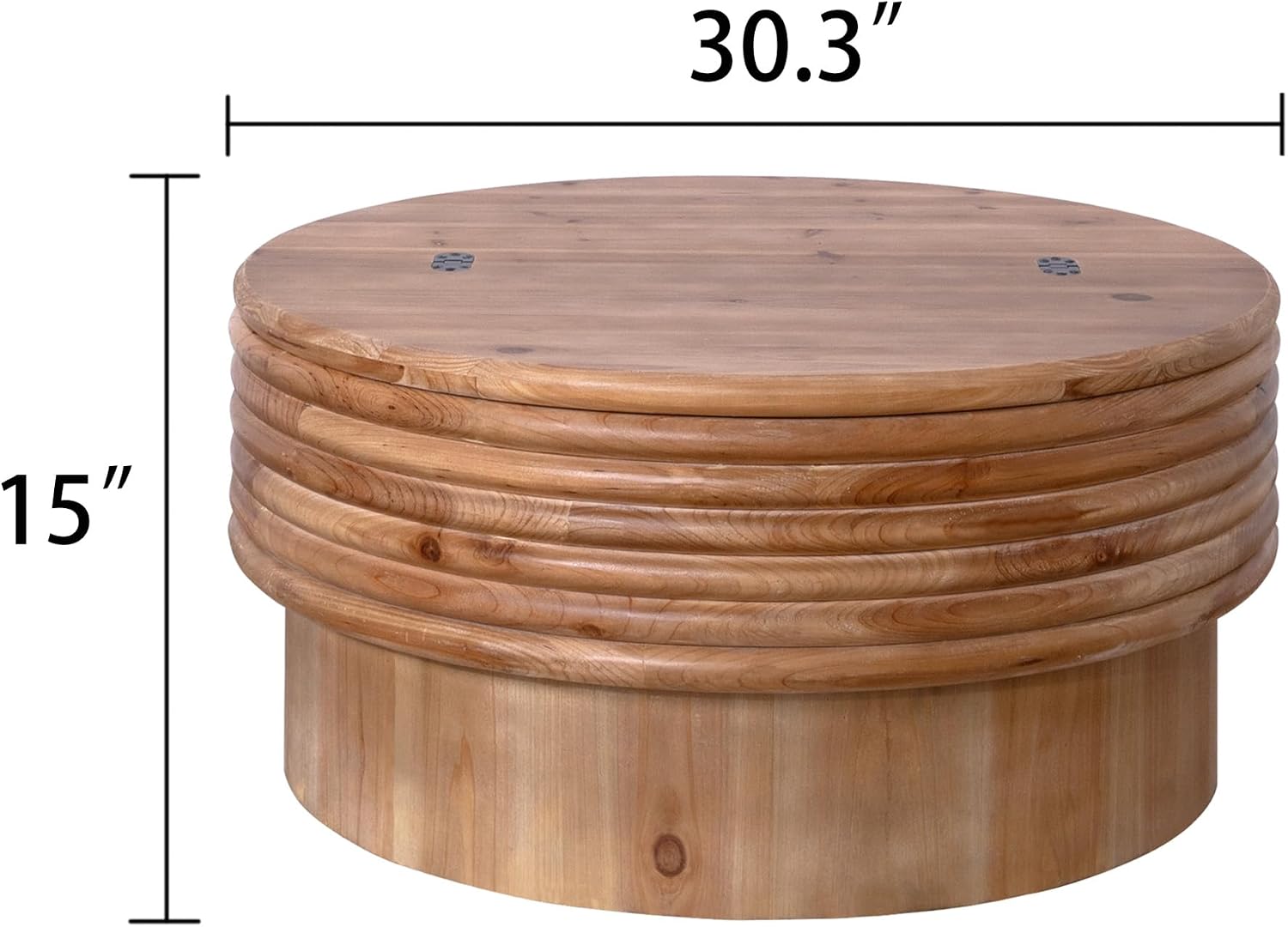 30.3'' Round Circle Coffee Table with Hidden Storage Space for Living Room, Modern Farmhouse Countryside Wood Coffee Table, Easy Assembly, Natural