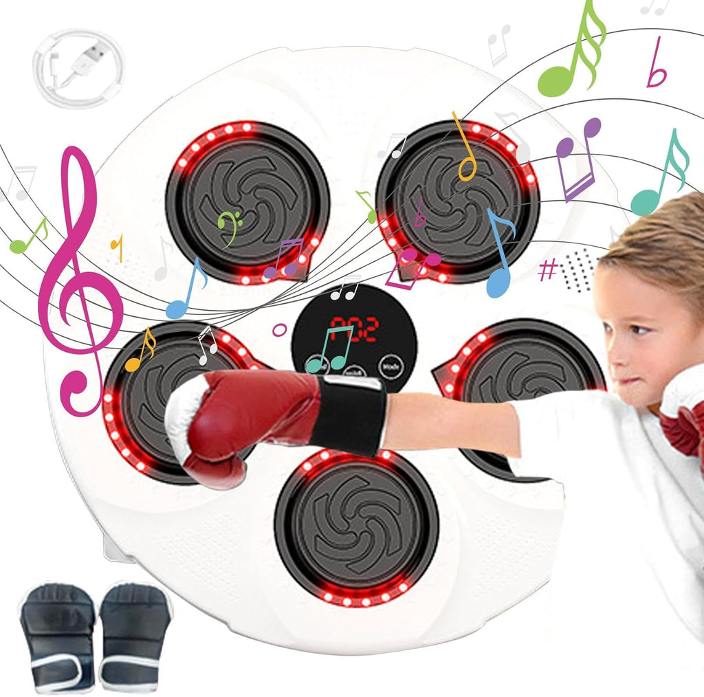 Electronic Boxing Trainer with Boxing Gloves, Smart Wall Strike Machine, Electronic Music Boxing Machines, Training Machine, Speed Adjustable Punch Equipment