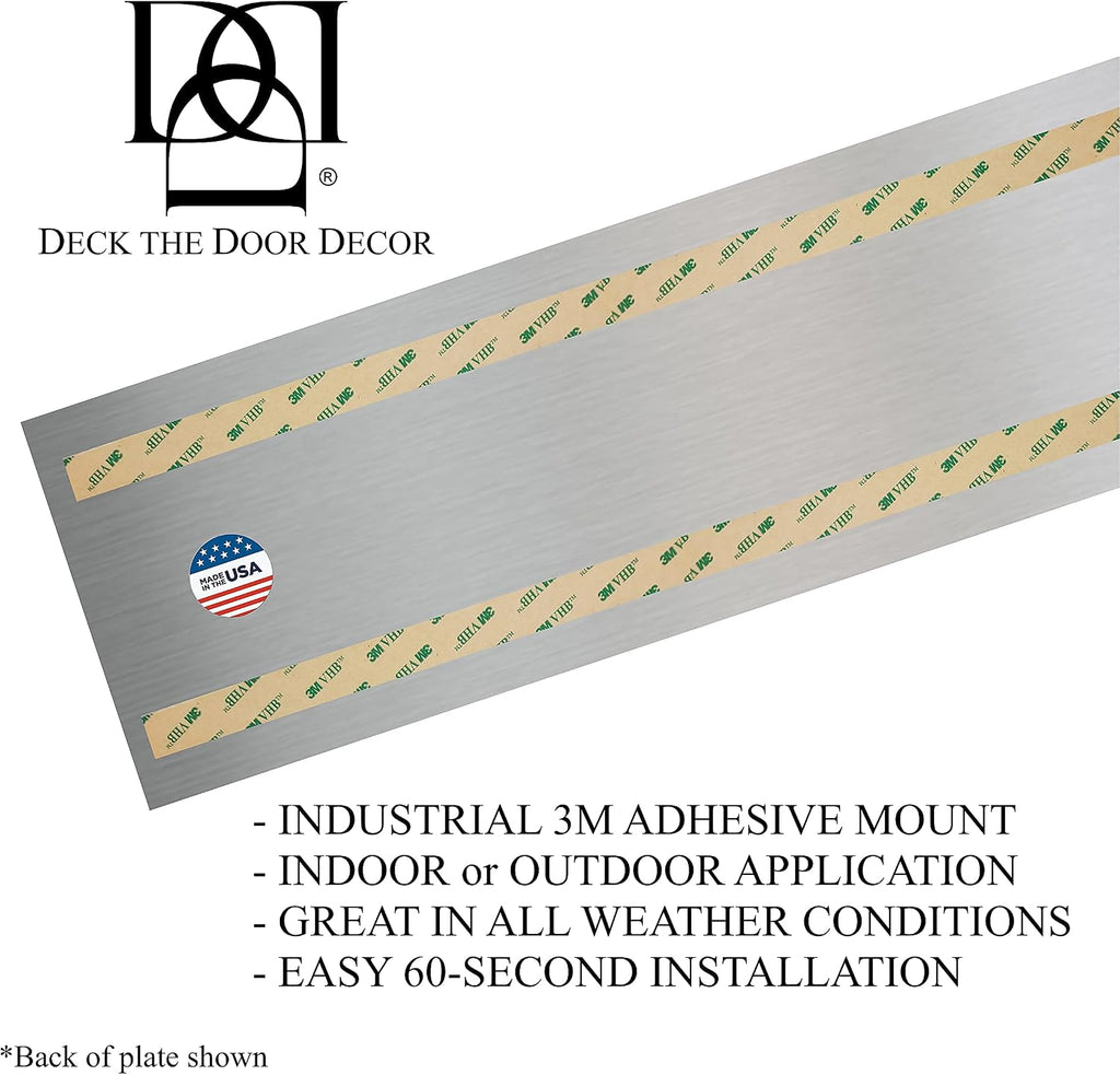 Deck the Door Decor | Door Push Plate - 3M Adhesive Mount - Multiple Sizes & Finishes (Satin Black, 3 x 12) (Pack of 4)