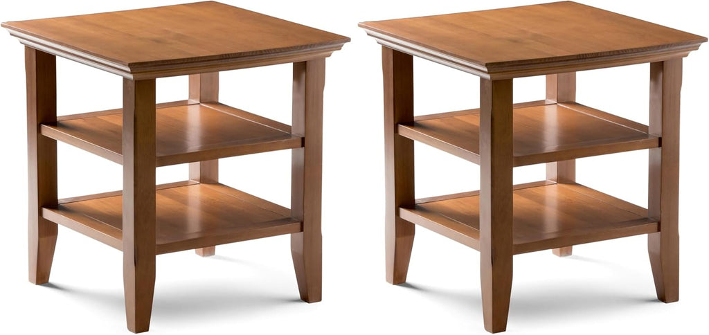SIMPLIHOME Acadian Solid Wood 19 inch Wide Transitional-Style Side Tables in Light Golden Brown for the Living Room and Bedroom (Set of 2)