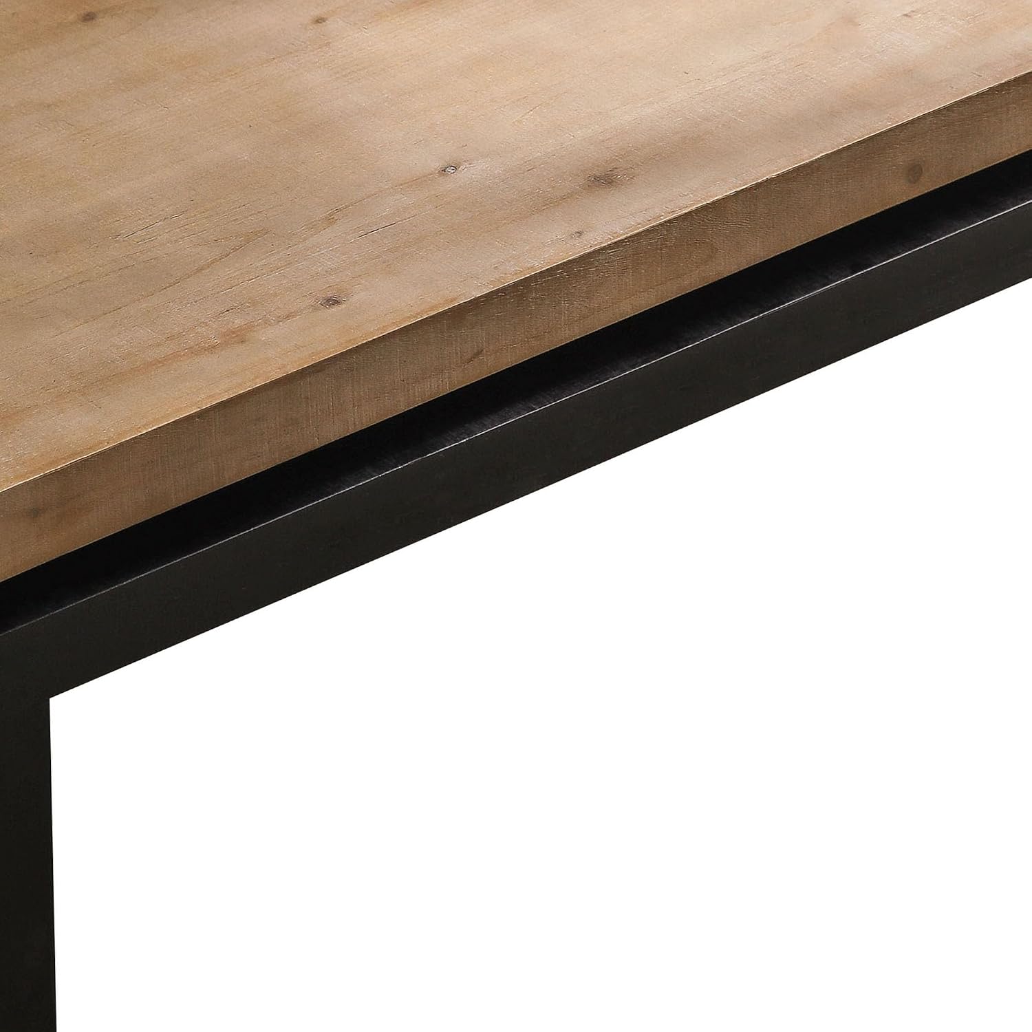 47.6' Wood Coffee Table, Mid Century Modern Farmhouse Wooden Coffee Tables for Living Room Natural Solid Firwood Tabletop Rectangle Center Table for Apartment Home Office Tea Table (Natural+Black)