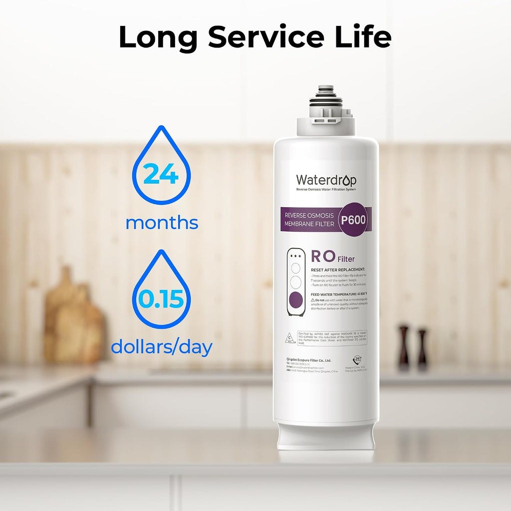 Waterdrop G3P600-RO Filter, Replacement for Waterdrop G3P600 Undersink Reverse Osmosis System, 2-year Lifetime