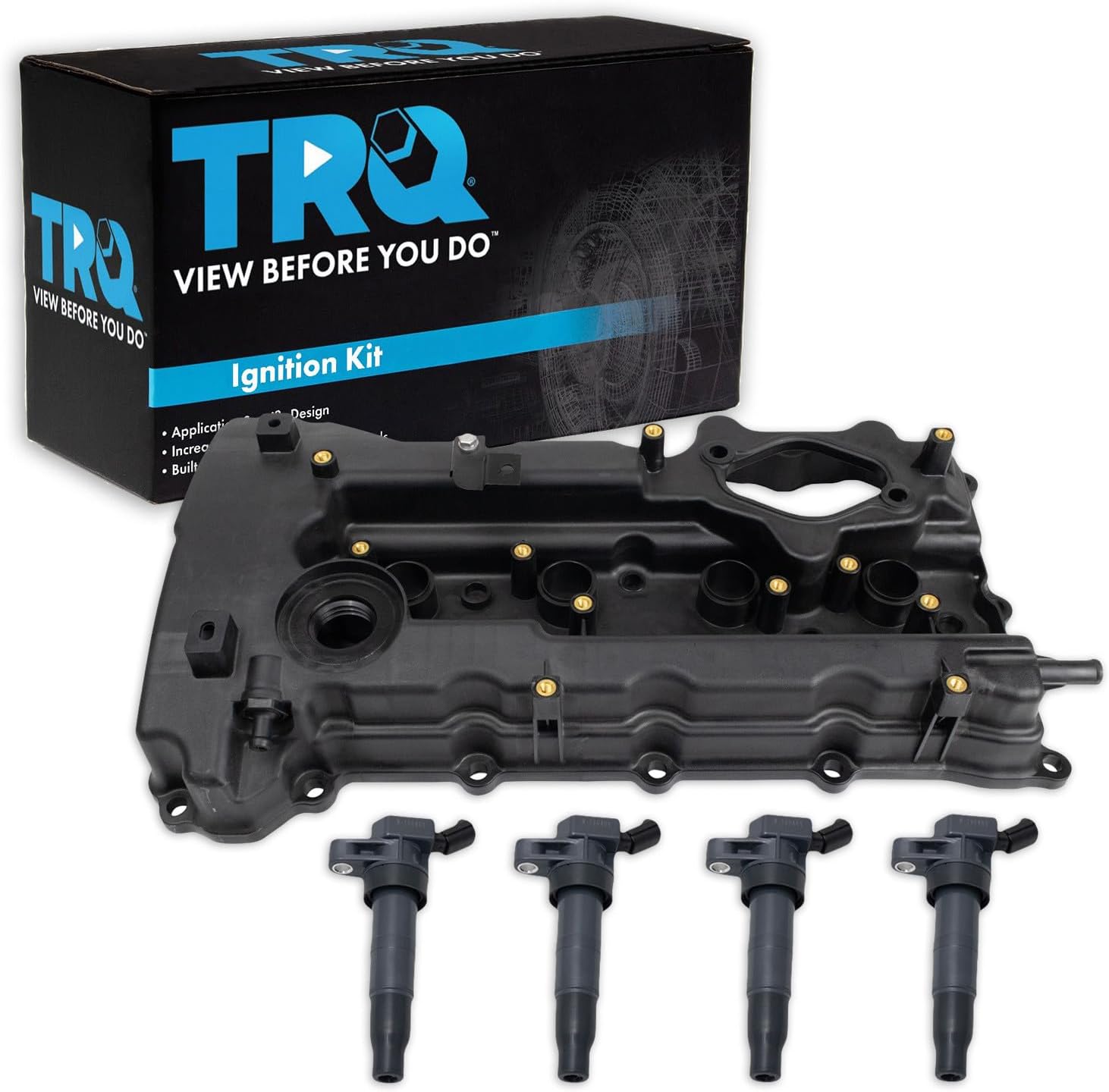 TRQ Ignition Coil Kit 5 Piece Valve Cover Compatible with 2011 Hyundai Sonata 2011-2013 Kia Optima 2011-2016 Sportage