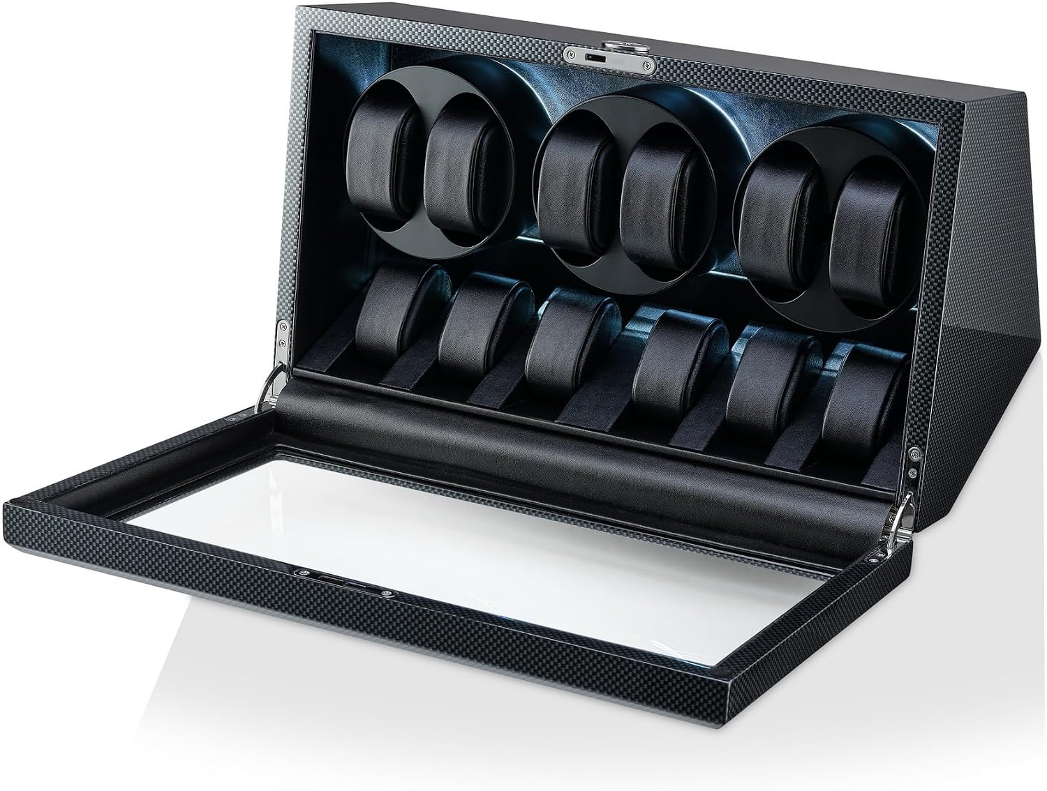 TIMECUBE Watch Winder with 6 Storage Slots, LED Light and Automatic Motor-Stop Option