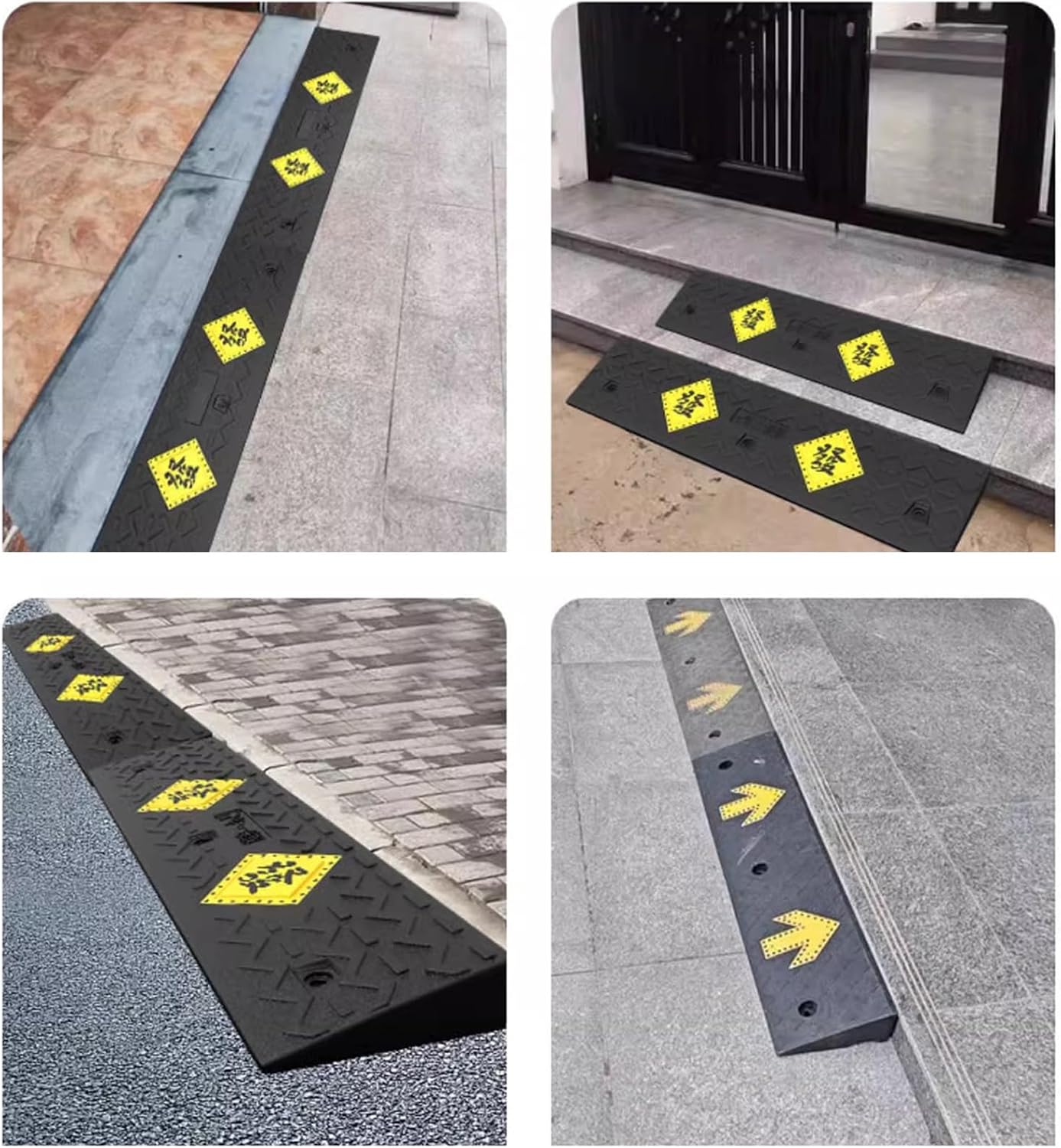 Auto Curb Ramps, Rubber Ramp, 1.6-5.9 In Rise Height Driveway Ramp, Door Threshold Ramp, for Driveway, Loading Dock, Sidewalk, Car, Scooter, Bike, Motorcycle, Wheelchair, Golf Cart(100*25*5cm