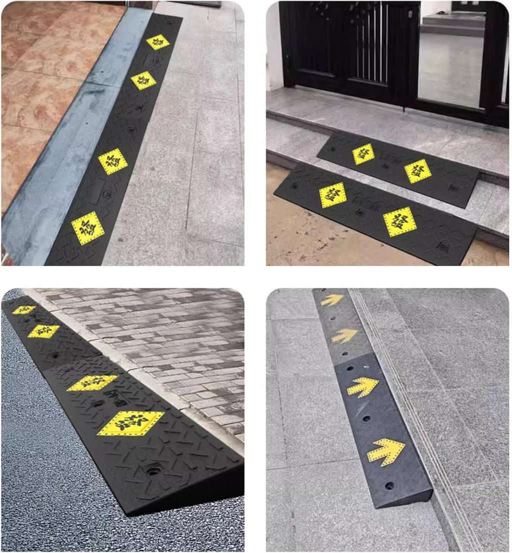 Auto Curb Ramps, Rubber Ramp, 1.6-5.9 In Rise Height Driveway Ramp, Door Threshold Ramp, for Driveway, Loading Dock, Sidewalk, Car, Scooter, Bike, Motorcycle, Wheelchair, Golf Cart(100*25*10c