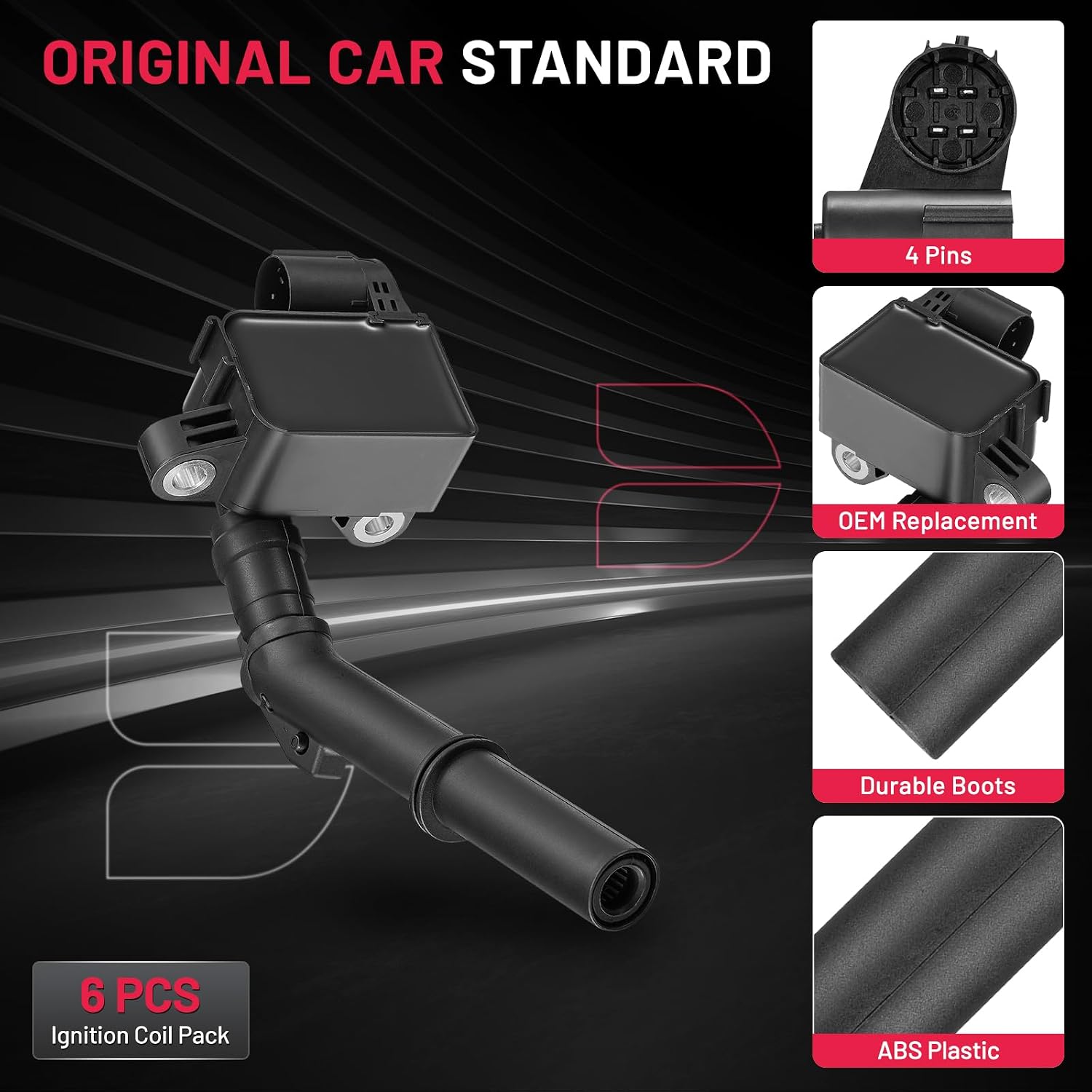 BDFHYK Ignition Coil Packs Compatible with Mercedes-Benz SL550 GLS63 CLS550 SL63 E550 S550 E350 GL63 SLK350 SLK55 C350 E400 GLK350 ML63 CL550 CL63 GL450 GL550 ML550 ML350 R350 Coil for UF741 Set of 6