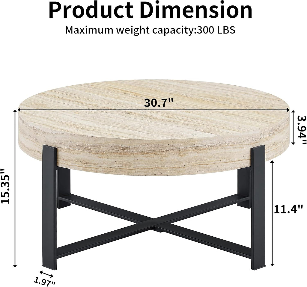 Round Coffee Table Small Modern Coffee Tables with Storage Wood Mid Century Coffee Table for Living Room Office Apartment