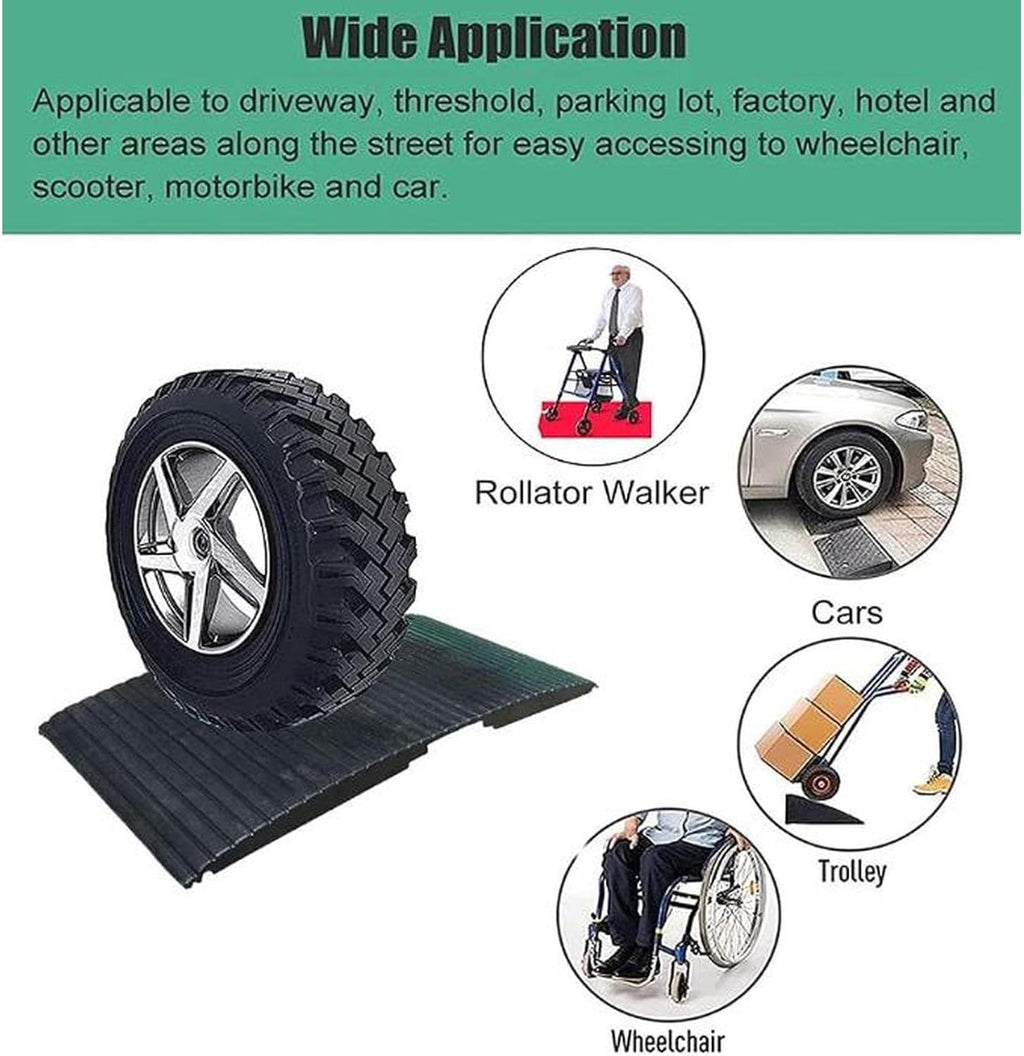 Wheelchair Ramp for Doorways,Portable Rubber Bridge Threshold for Shower/Patio Door/Garage DIY/Cars/Home Shed,2-3inch Rise with Supporting Frame and Non-Slip Surface Transition Ramp