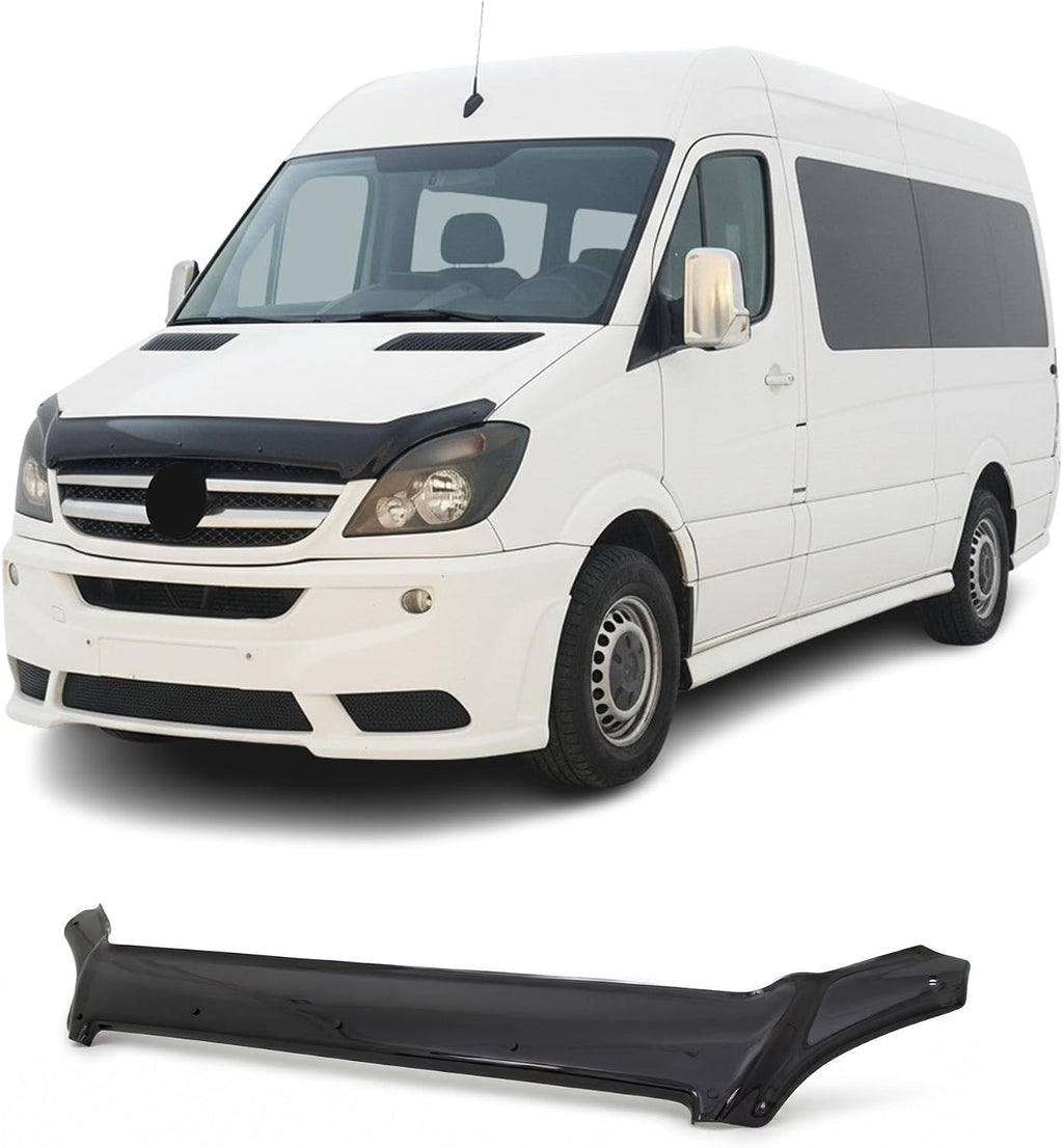 Hood Deflector Guard fits Mercedes Sprinter W906 2006-2013, Bugflector Bug & Bonnet Shields, Black ABS Hood Protector, Protects from Particles & Bug, All Weather Durable Car Exterior Accessories
