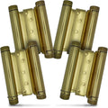 Swinging Cafe Doors - 6' Double Action Hinge – Heavy Duty Door Hinges for Saloon & Cafe Bar Swinging Doorways – Commercial Grade, Adjustable Tension for High Traffic Use, Polished Brass, 4 Units