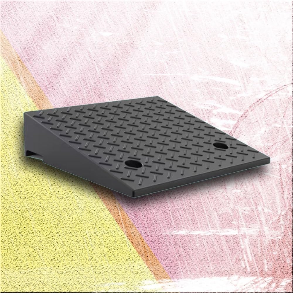 Rubber Threshold Ramp, 2' 7' Rise Lightweight Wheelchair Curb Ramps, Portable Door Entry Ramps for Doorway Sidewalk Garage Warehouse(H 16 CM/6.3')