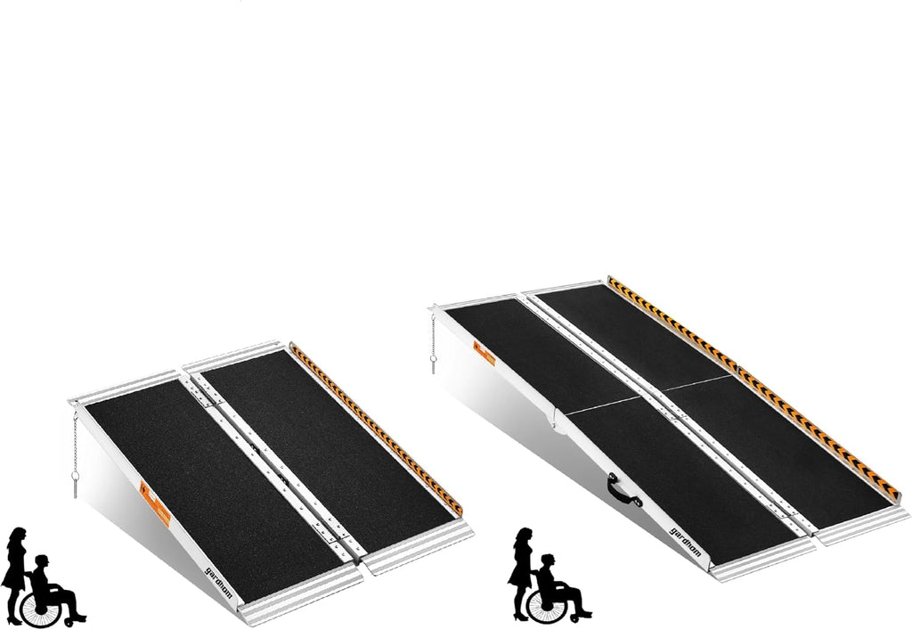 gardhom Bundle 3FT 5FT Ramp for Wheelchair for Home Steps 800Lbs Load Capacity Anti-Slip Aluminum Portable Folding Handicap Ramp for Home Entrance Threshold Doorways Stairs Curbs Scooter