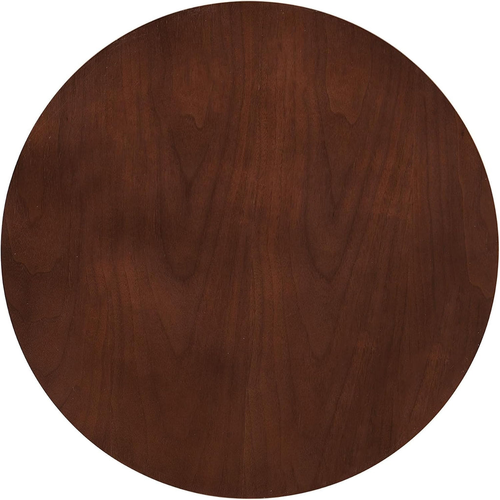 19 Inch Round End Table, Small Accent Pedestal Side Table, Wood Bedside Table for Living Room, Bedroom, Walnut Wood Veneer