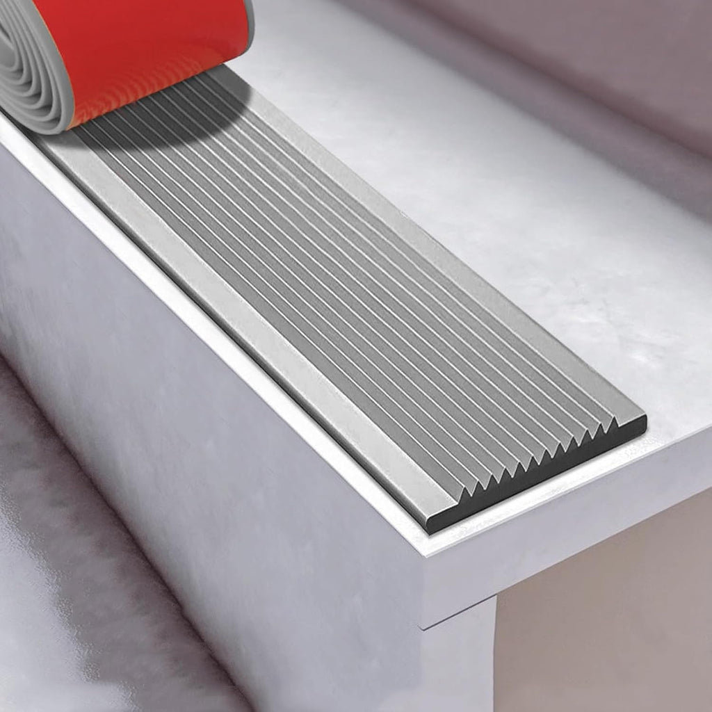 Stair Edge Trim Self Adhesive Stair Nosing Non-Slip Stair Edge Protector, Carpet Edging Strip,Extra Wide 10cm,Interior Thresholds for Doorways(Gray,10m)