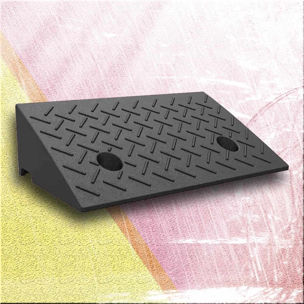 Rubber Threshold Ramp, 2' 7' Rise Lightweight Wheelchair Curb Ramps, Portable Door Entry Ramps for Doorway Sidewalk Garage Warehouse(H 15 CM/6')