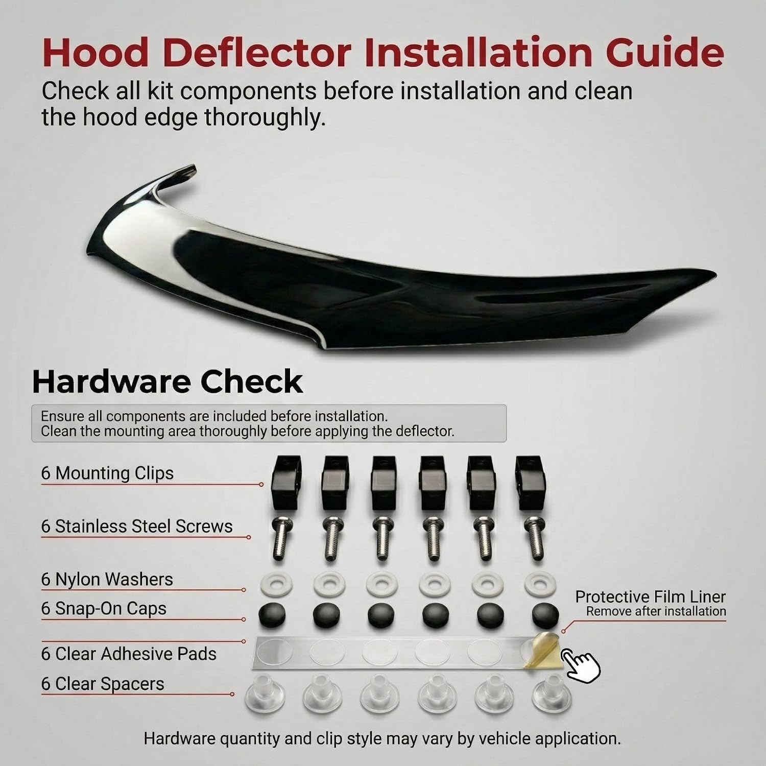 Hood Deflector Guard fits Honda Civic 2006-2012, Bugflector Bug & Bonnet Shields, Black ABS Hood Protector, Protects from Particles & Bug, All Weather Durable Car Exterior Accessories